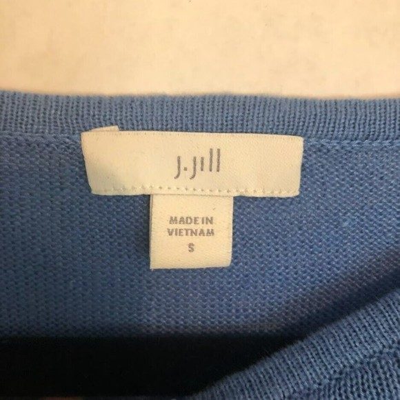 J. Jill Blue Linen Cotton Blend 3/4 Sleeve Sweater Size Small - Picture 2 of 5